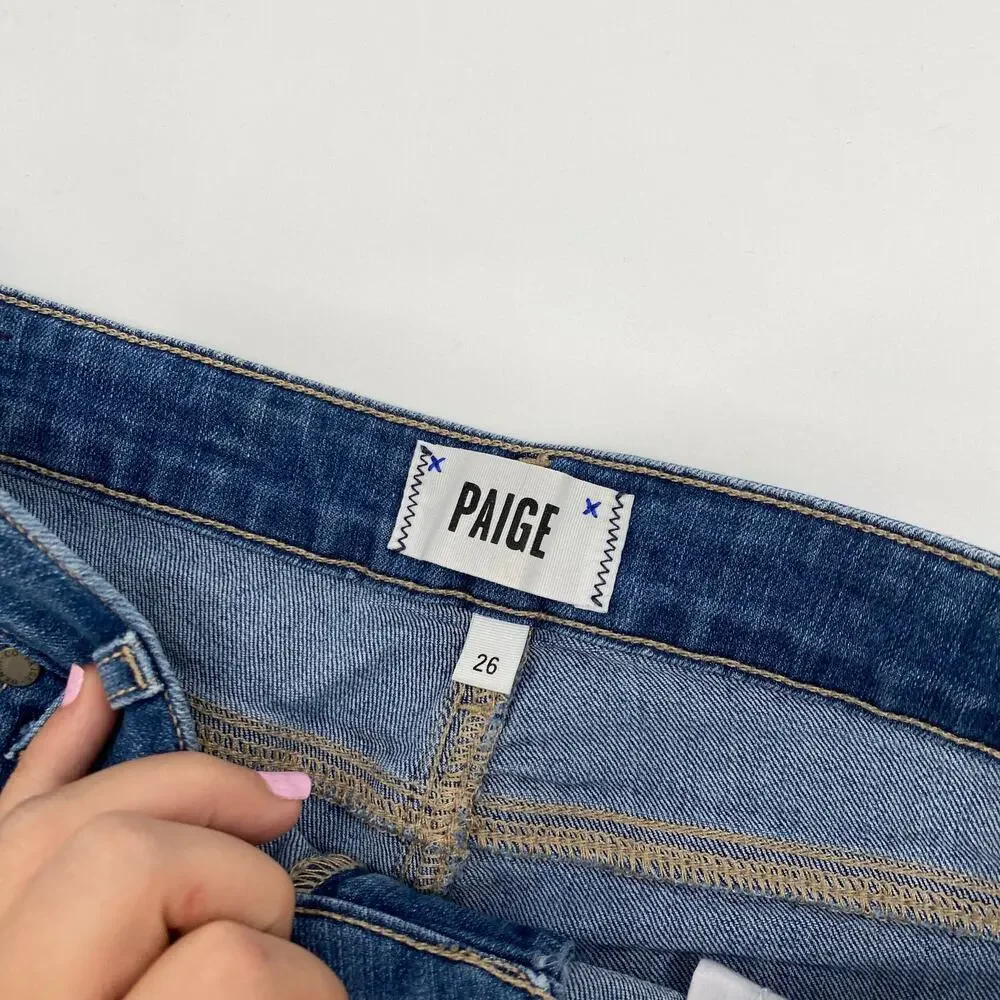 Paige mid low rise cuffed hem denim shorts